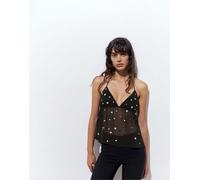 Pull&Bear - Top allacciato al collo nero con specchietti L