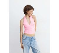 Pull&Bear - Top allacciato al collo rosa con arricciatura L