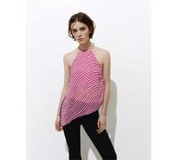 Pull&Bear - Top allacciato al collo rosa ondulato M