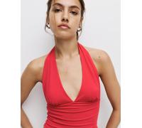 Pull&Bear - Top allacciato al collo rosso con schiena scoperta L