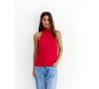 Pull&Bear - Top allacciato al collo rosso fluido S