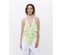 Pull&Bear - Top allacciato al collo verde mela con volant M