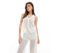 Pull&Bear - Top all'uncinetto bianco allacciato davanti in coordinato S