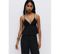 Pull&Bear - Top all'uncinetto nero con spalline sottili XL