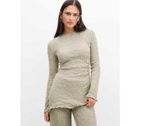 Pull&Bear - Top asimmetrico a maniche lunghe testurizzato verde in coordinato M
