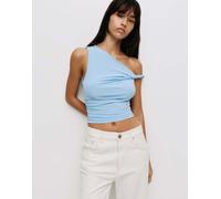 Pull&Bear - Top asimmetrico blu pallido L