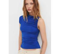 Pull&Bear - Top asimmetrico raccolto blu intenso XL