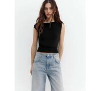 Pull&Bear - Top asimmetrico raccolto nero S