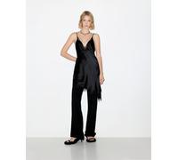 Pull&Bear - Top asimmetrico stile sottoveste nero con pizzo S