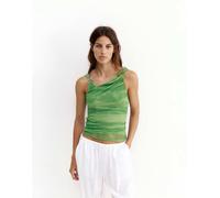 Pull&Bear - Top asimmetrico verde tie-dye con applicazioni-*** XS