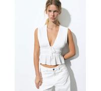 Pull&Bear - Top bianco in crêpe con laccetti XS