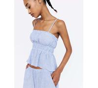 Pull&Bear - Top blu a righe con spalline sottili M