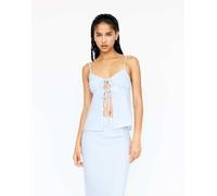 Pull&Bear - Top blu pallido con allacciature XS