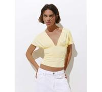 Pull&Bear - Top giallo con scollo a V raccolto S