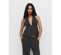 Pull&Bear - Top grigio all'uncinetto con retro a vogatore S