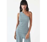 Pull&Bear - Top grigio blu testurizzato asimmetrico L