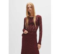 Pull&Bear - Top in pizzo color bordeaux con schiena scoperta-Rosso M