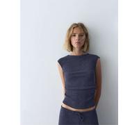 Pull&Bear - Top in tessuto crêpe blu navy L