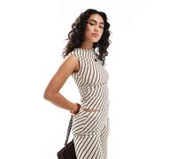 Pull&Bear - Top monospalla bianco a righe marroni in coordinato M