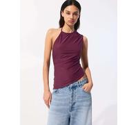 Pull&Bear - Top monospalla con fondo asimmetrico e schiena scoperta-Rosso M