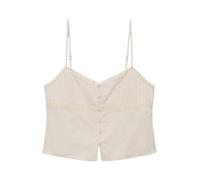 Pull&Bear - Crop top a canotta color sabbia con finiture in pizzo-Neutro S