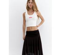 Pull&Bear - Top senza maniche color ghiaccio ricamato con peperoncini-Bianco M