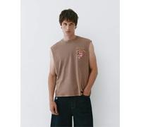 Pull&Bear - Top senza maniche marrone con stampa Rolling Stones XL