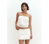 Pull&Bear top senza spalline con fascia in vita color ecru chiaro-Neutro M