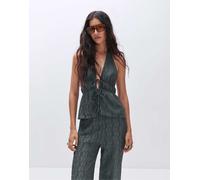 Pull&Bear - Top testurizzato grigio allacciato al collo M