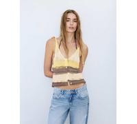 Pull&Bear - Top traforato giallo mélange M