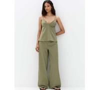 Pull&Bear - Top verde a righe con spalline sottili L