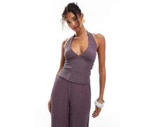 Pull&Bear - Top viola allacciato al collo in coordinato S