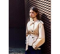 Pull&Bear - Trench corto beige con cintura-Neutro L
