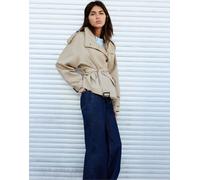Pull&Bear - Trench corto beige con cintura-Neutro S