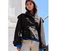 Pull&Bear - Trench corto nero con cintura S