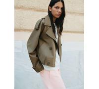 Pull&Bear - Trench taglio corto a palloncino kaki scuro-Verde L