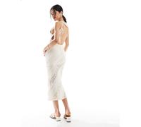 Pull&Bear - Vestito aperto dietro bianco in pizzo XL