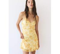 Pull&Bear - Vestito corto giallo con stampa XS