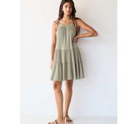 Pull&Bear - Vestito corto kaki a pannelli-Verde S