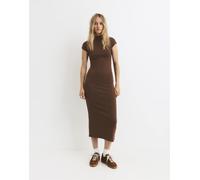 Pull&Bear - Vestito midi accollato marrone L