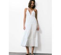 Pull&Bear - Vestito midi bianco ricamato con spalline sottili M