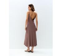 Pull&Bear - Vestito midi fluttuante rosa scuro con spalline sottili M-L