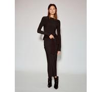Pull&Bear - Vestito midi morbido drappeggiato marrone M