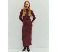 Pull&Bear - Vestito midi raccolto bordeaux-Rosso XS