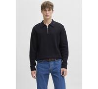 Pull collo a polo e mezza zip Blu L Tinta unita