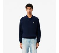 Pull collo a polo relaxed fit in lana cardata Blu XXL Tinta unita