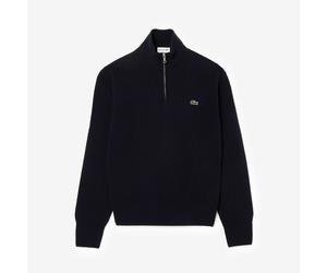 Pull collo alto con cerniera in lana cardata tinta unita Blu XXL Tinta unita