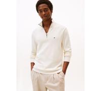 Pull con colletto a mezza zip Bianco XXL Tinta unita