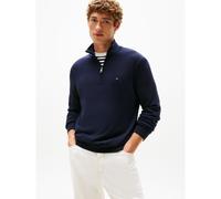 Pull con colletto a mezza zip Blu XL Tinta unita