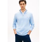 Pull con colletto a mezza zip Blu XXL Tinta unita